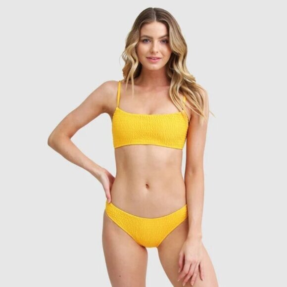 NWT Mosmann yellow lined ribbed bikini top and bottom set M - Picture 2 of 16